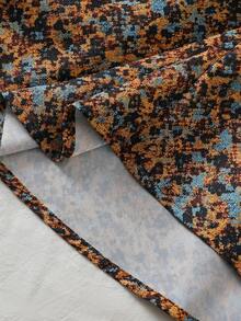 SHEIN Đầm 2 trong 1 cho bé gái phong cách thanh lịch, dệt jacquard họa tiết hoa hồng, phối patchwork in kỹ thuật số hoa, cổ bèo nhún, mùa thu - Cà phê - Xem 9