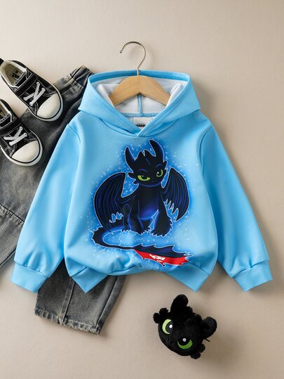 SHEIN How to Train Your Dragon Young Boy Casual Dragon Print Sweatshirt, Autumn