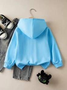 SHEIN How to Train Your Dragon Young Boy Casual Dragon Print Sweatshirt, Autumn - Blue - View 2