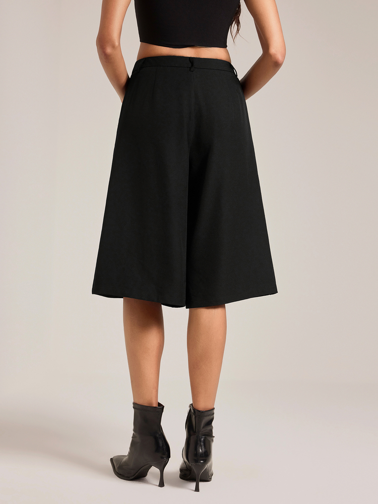 SHEIN Tall Fashionable Casual Smart Versatile Commute Work Office Business Solid Color Wide Leg Suit Pants Teachers' Day Black Fall - Black - View 6