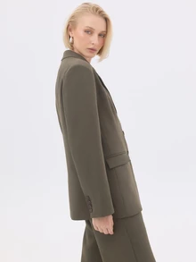 KÆRIA Hus Relaxed Single-Breasted Blazer - Compact Tailoring - Olive Green - Workwear, Tailored, Suit Set - Olive Green - View 4