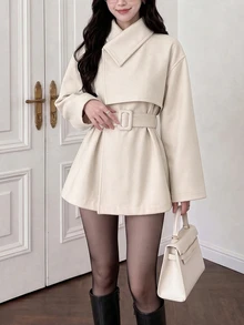 Celisse Design-Focused Lapel Short Versatile Fashion Women's Jacket French Elegant Commute Thickened Elegant Style Woolen - Apricot - View 6