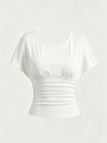 Dekonique Dekonique Women's Versatile Ruched Slim Fit Round Neck Top For Daily Wear And Vacation - Multicolor - View 5