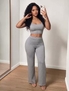 BamGleam Women Two-Piece Outfits - Grey - View 3