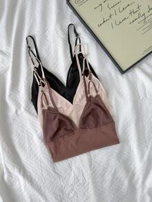 Napfluff 6pcs Casual Comfortable Fresh Triangle Cup Bra Set - Multicolor - View 7