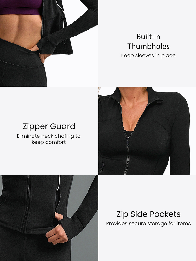 GLOWMODE Chaquetas deportivas para mujer - Negro - Añade 3
