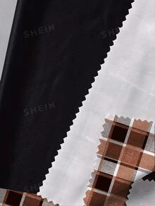 SHEIN LUNE 女款圓領長袖短洋裝，格紋裝飾，休閒優雅學院風復古街頭都市風 - 彩色 - 查看 6