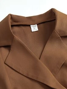 SHEIN 青少年女孩秋季套裝 2件/套 純色極簡街頭風可愛休閒襯衫套裝 返校季 白色 秋季派對 正式 生日 棕色 - 咖啡棕 - 查看 8