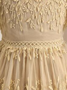 SHEIN Tween Girls' Elegant Lace Party Birthday Princess Mini Dress, Graduation, Outfit - Gold - View 8