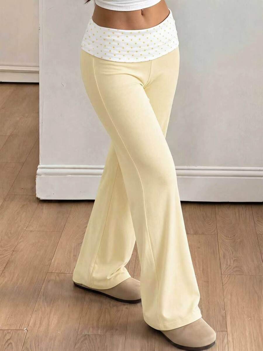 Tween Girl Colorblock Casual Kids Daily Flare Leg Pants - White - View 1
