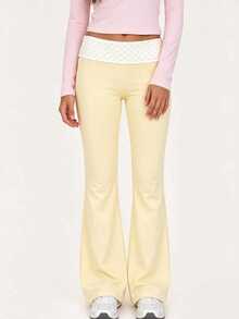Tween Girl Colorblock Casual Kids Daily Flare Leg Pants - White - View 3