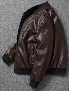 EGENSIO Men's Autumn Fashion Versatile Jacket, Bomber - Coffee Brown - View 2