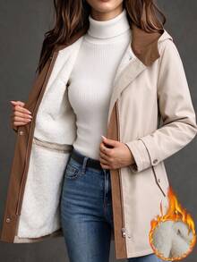 LUMIGAL Women's Autumn Long Sleeve Drawstring Waist Casual Hooded Jacket - Multicolor - View 7