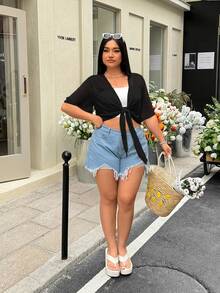 GalTyme Jaket Tipis Hitam Ukuran Besar, Gaya Minimalis Cocok untuk Musim Panas - Hitam - View 6