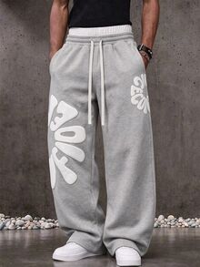 Sport MetroGents Unisex Long Sweatpants, Men's Long Pants, Colorblock Double Waist Feature Long Pants, Casual Fashion Sports Sweatpants With Drawstring Waistband, Available In Multiple Colors - Light Grey - View 1