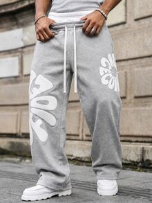 Sport MetroGents Unisex Long Sweatpants, Men's Long Pants, Colorblock Double Waist Feature Long Pants, Casual Fashion Sports Sweatpants With Drawstring Waistband, Available In Multiple Colors - Light Grey - View 4