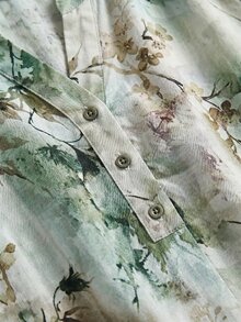 Mulvari 女款粉色缺口V領長袖寬鬆阿拉伯風洋裝，適合辦公室、早晨外出、Ninang婚禮晚宴、秋季優雅菲式端莊風 - 彩色 - 查看 6