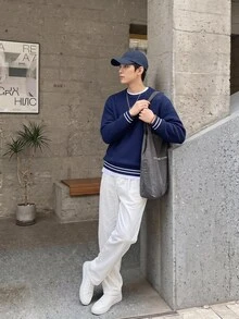 Claim Dot Áo len nam màu trơn phong cách tối giản streetwear thời trang thường ngày, phù hợp mặc hằng ngày cho giáo viên và sinh viên đại học vào mùa thu - Nhiều màu - Xem 1