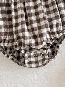 SHEIN 新生女嬰可愛拼接彼得潘領長袖連身衣，秋冬款 - 彩色 - 查看 5