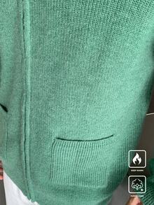 Claim Dot 1pc Men's Solid Color Zip-Up Casual Cardigan, Autumn/Winter - Multicolor - View 2