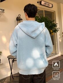Claim Dot Men's Solid Color Hooded Pocket Sweater, Simple Style For Casual Daily Wear - Baby Blue - View 2