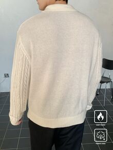 Claim Dot 男士纯色前拉链长袖简约毛衣，休闲日常穿着 - 彩色 - 查看 2
