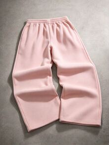 Manfinity Hypemode Men's Drawstring Waist Pocket Casual Daily Travel Sweatpants - Pink - View 2