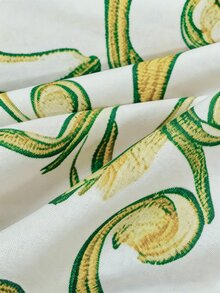 Calvaya Vacation Palace Style Lapel Ruffle Hem Retro Printed Long Dress For Women - Green - View 7