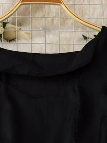 Calvaya Women's Square Neck Lace Patchwork Maxi Dress (Embroidered Asymmetric Hem) - Black - View 8