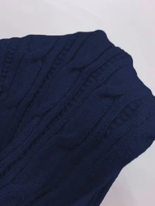 Calvaya Women's Casual Cable Pattern Crew Neck Long Sleeve Sweater, Autumn/Winter Office School Navy Blue - Royal Blue - View 9