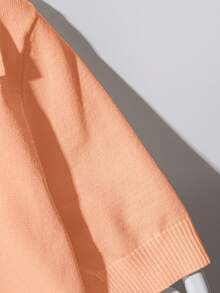 Calvaya New Summer Soft Korean Style Casual Commute Versatile Polo Collar Knit Top For Women - Orange - View 4
