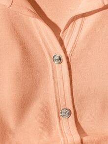 Calvaya New Summer Soft Korean Style Casual Commute Versatile Polo Collar Knit Top For Women - Orange - View 6