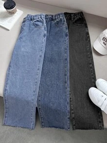 SHEIN 3PCS Tween Girls Jeans - Multicolor - View 4