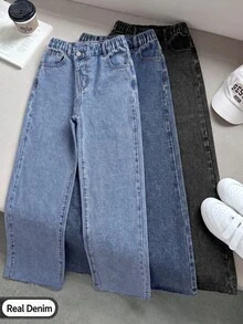 SHEIN 3PCS Tween Girls Jeans - Multicolor - View 1