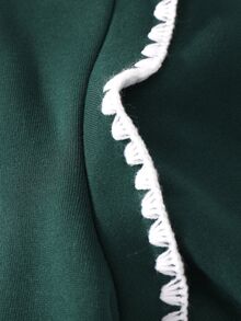 SHEIN 女童保暖內裡 2 件式運動服套裝，波浪荷葉邊蝴蝶結對比色刺繡連帽衛衣 + 鬆緊腰長褲，秋季保暖 - 彩色 - 查看 5