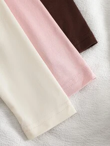 SHEIN 3件組女童秋季底層上衣，刺繡愛心長袖套裝，嬰兒粉色仙女牛仔女孩風，適合嬰兒洗禮、海灘、1歲生日，白色 - 彩色 - 查看 6