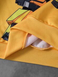 Transformers X SHEIN Tween Boy Cartoon Number Pattern Long Sleeve Crew Neck Sweatshirt And Pants Set - Yellow - View 11