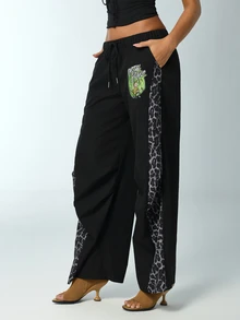 Rick and Morty X SHEIN Women's Cartoon Pattern Casual Versatile Daily Wear Long Pants - Black - View 7
