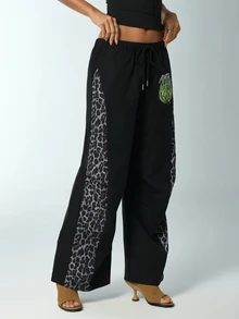 Rick and Morty X SHEIN Women's Cartoon Pattern Casual Versatile Daily Wear Long Pants - Black - View 8