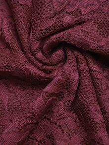 SHEIN LUNE Women's Lace Patchwork Ruched Elegant Waist-Cinching Party Dress - Burgundy - View 7