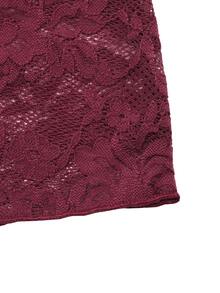 SHEIN LUNE Women's Lace Patchwork Ruched Elegant Waist-Cinching Party Dress - Burgundy - View 8