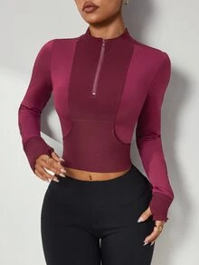 Slayform Slayform Women's Colorblock Casual Daily Travel Sports T-Shirt - Red Violet - View 1