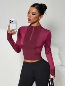 Slayform Slayform Women's Colorblock Casual Daily Travel Sports T-Shirt - Red Violet - View 5