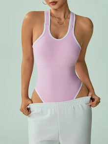 Sovereign Charm Đồ định hình jumpsuit không tay không đường may chất lượng cao cho thể thao và thể hình - Hồng - Xem 5
