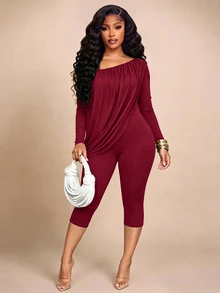 Brilight Women's Solid Color Jumpsuits For Daily Date Night Night Out Lounge Sexy Street Date Outfit - Burgundy - View 6