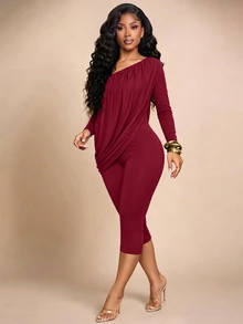Brilight Women's Solid Color Jumpsuits For Daily Date Night Night Out Lounge Sexy Street Date Outfit - Burgundy - View 7