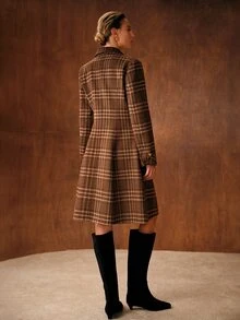MOTF PREMIUM WOOL PLAID DOUBLE BREASTED OVERCOAT - Mustard Yellow - View 3