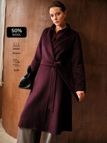 MOTF PREMIUM WOMEN'S FASHION ELEGANT LONG SLEEVE LAPEL OVERCOAT - Purple - View 4