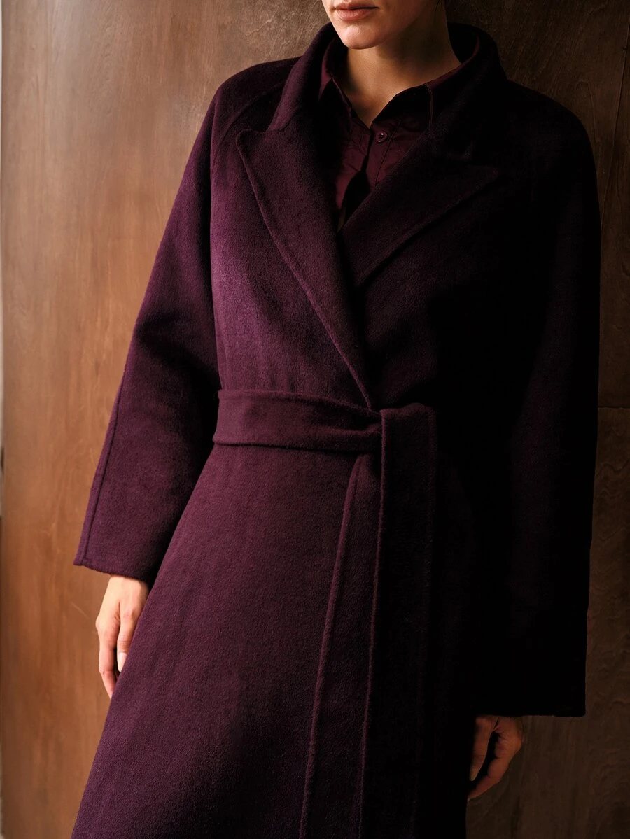 MOTF PREMIUM WOMEN'S FASHION ELEGANT LONG SLEEVE LAPEL OVERCOAT - Purple - View 2