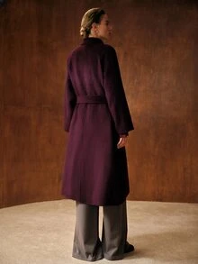 MOTF PREMIUM WOMEN'S FASHION ELEGANT LONG SLEEVE LAPEL OVERCOAT - Purple - View 6